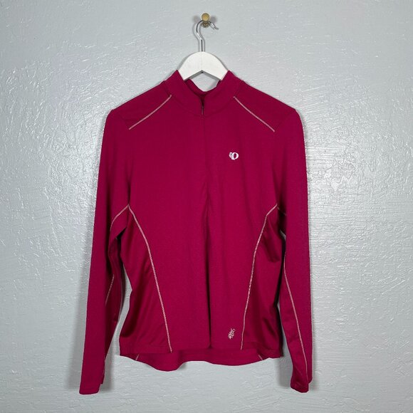 Pearl Izumi Women XL Magenta Superstar Long Sleeve Jersey 1/2 Zip Pocket Cycling - Picture 1 of 9